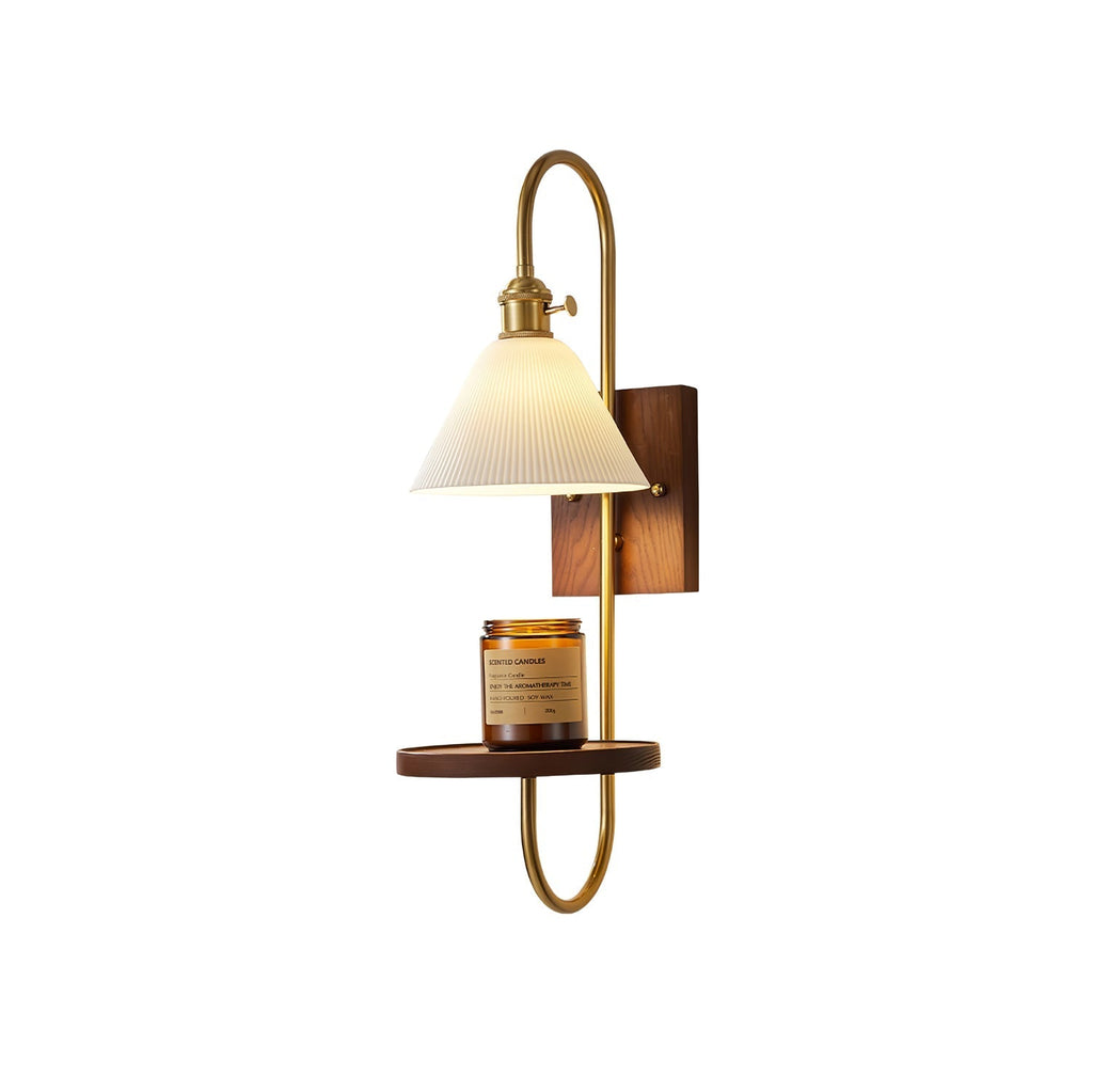 Walnut Shelf Wall Light, Hardwired Wall Sconce, detail 17