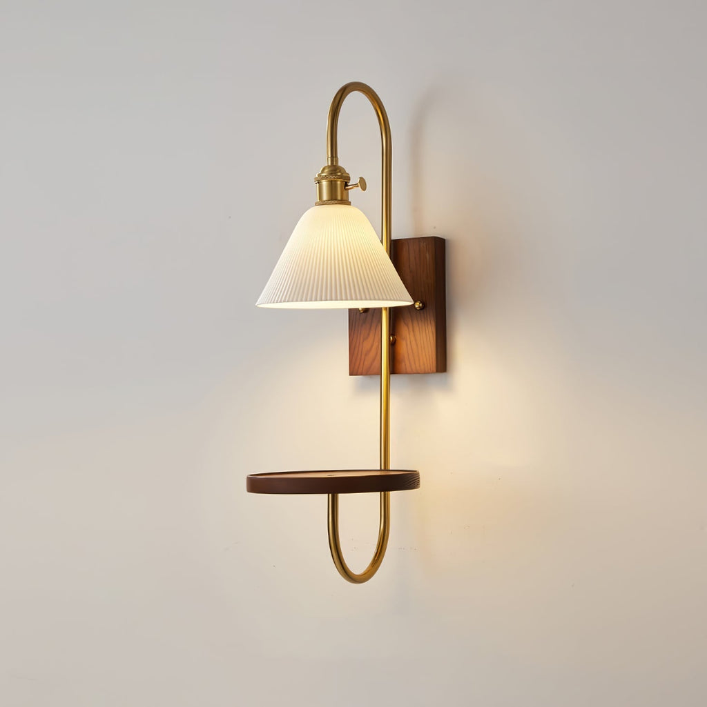 Walnut Shelf Wall Light, Hardwired Wall Sconce, detail 14