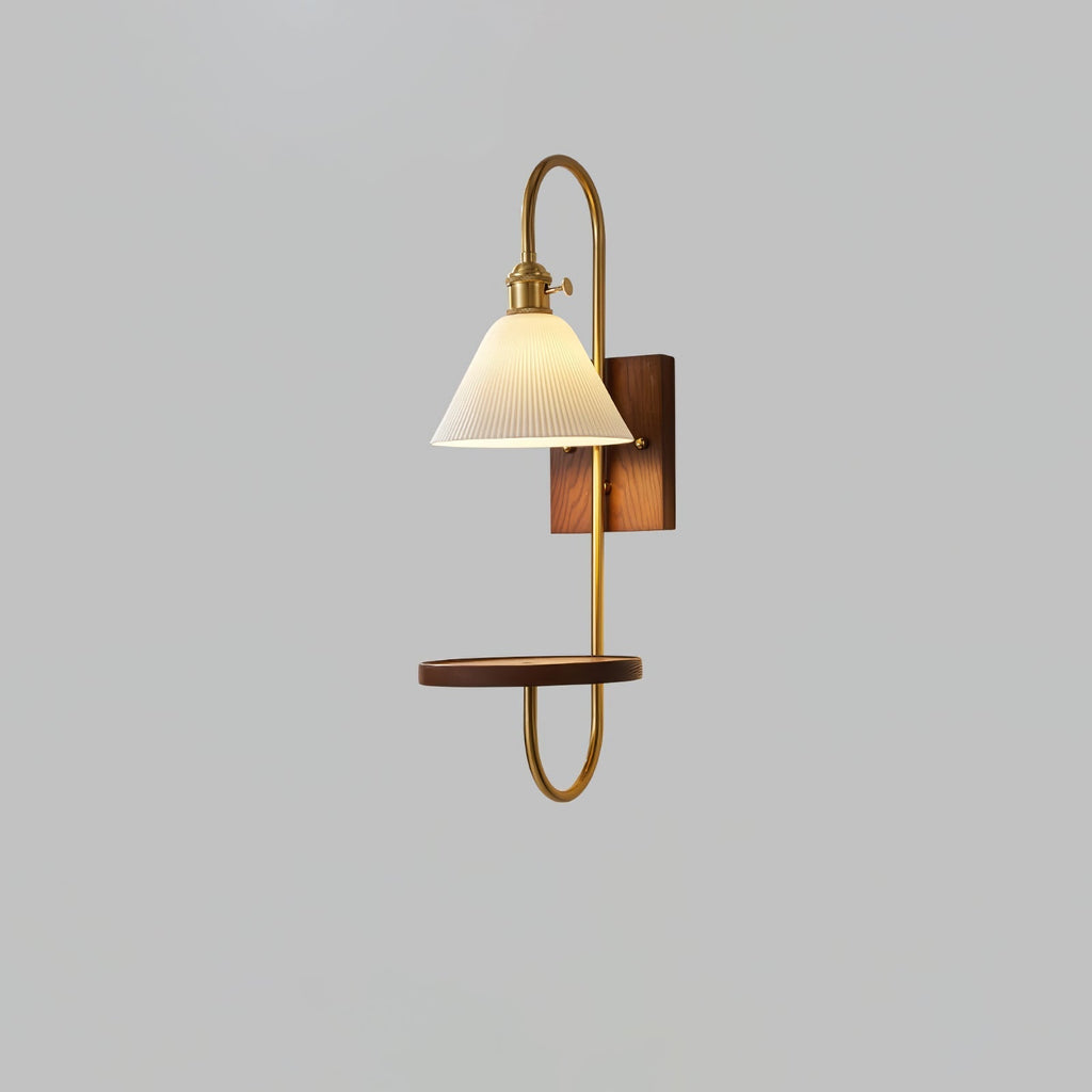 Walnut Shelf Wall Light, Hardwired Wall Sconce, detail 22