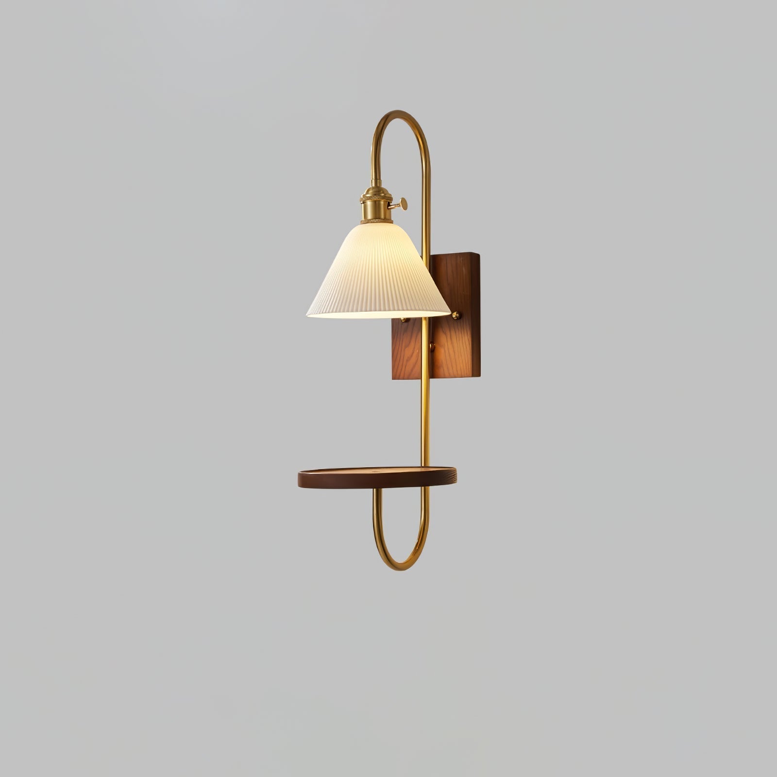 Walnut Shelf Wall Light, Hardwired Wall Sconce, detail 22