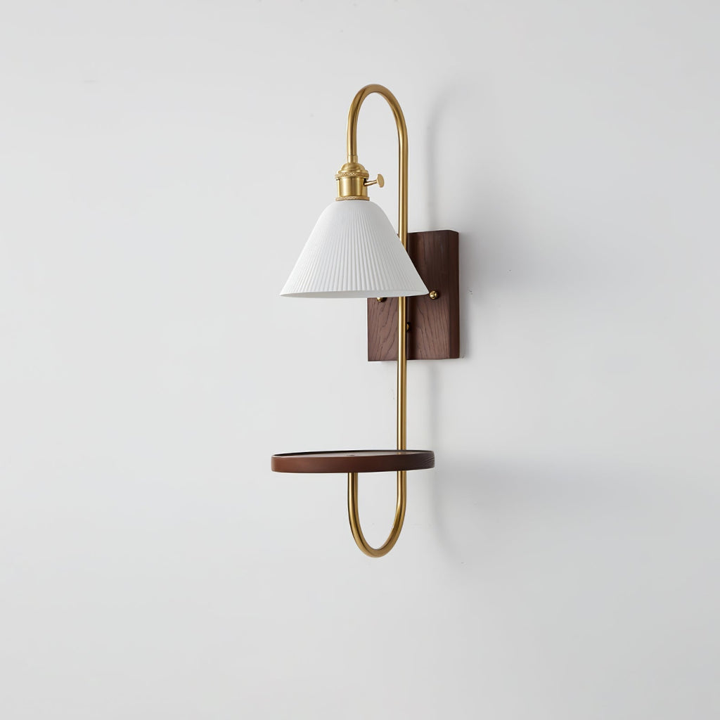Walnut Shelf Wall Light, Hardwired Wall Sconce, detail 18