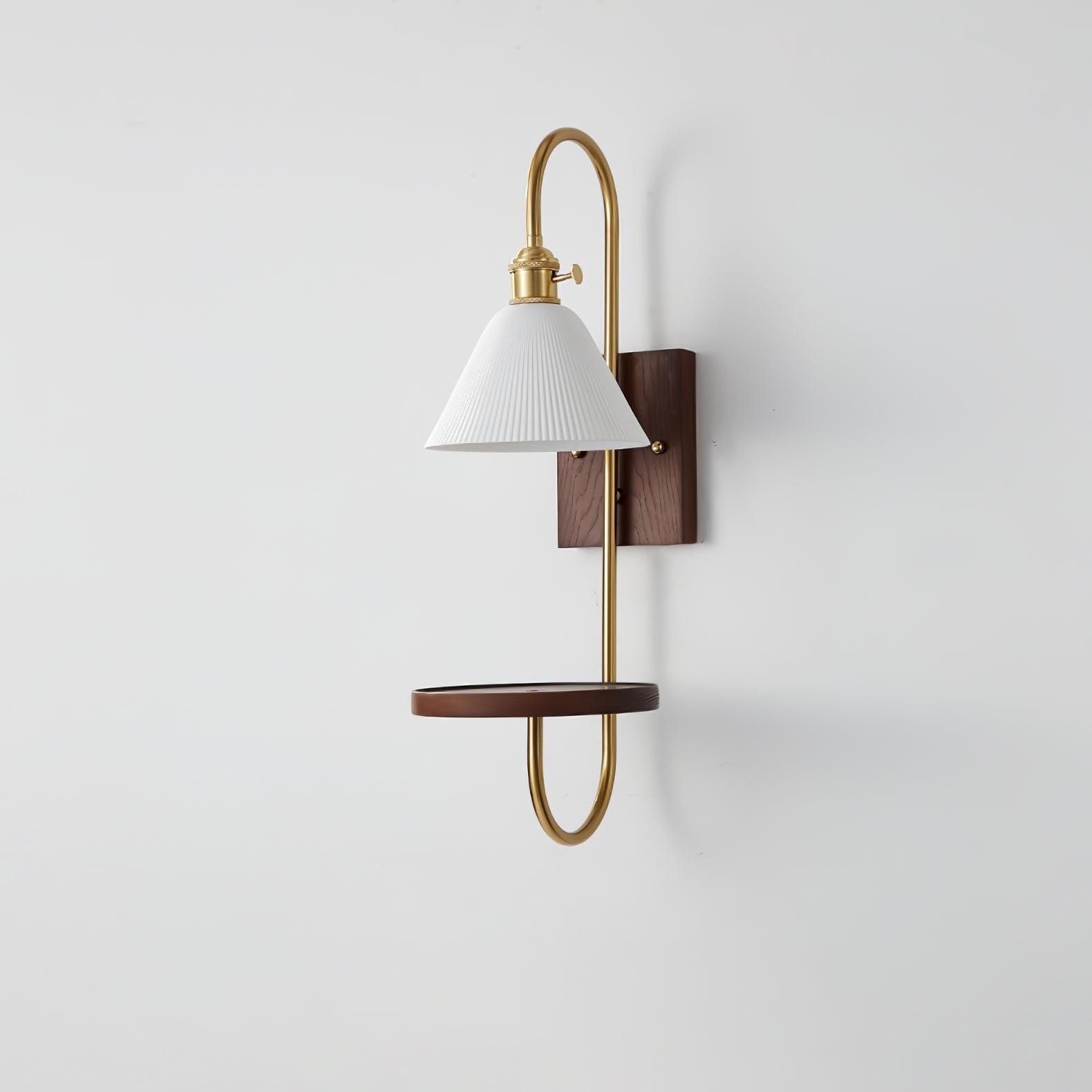 Walnut Shelf Wall Light, Hardwired Wall Sconce, detail 18