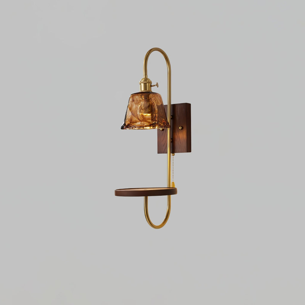 Walnut Shelf Wall Light, Hardwired Wall Sconce, detail 19