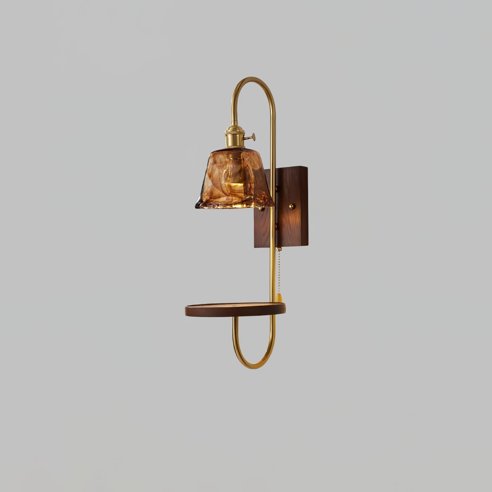 Walnut Shelf Wall Light, Hardwired Wall Sconce, detail 19