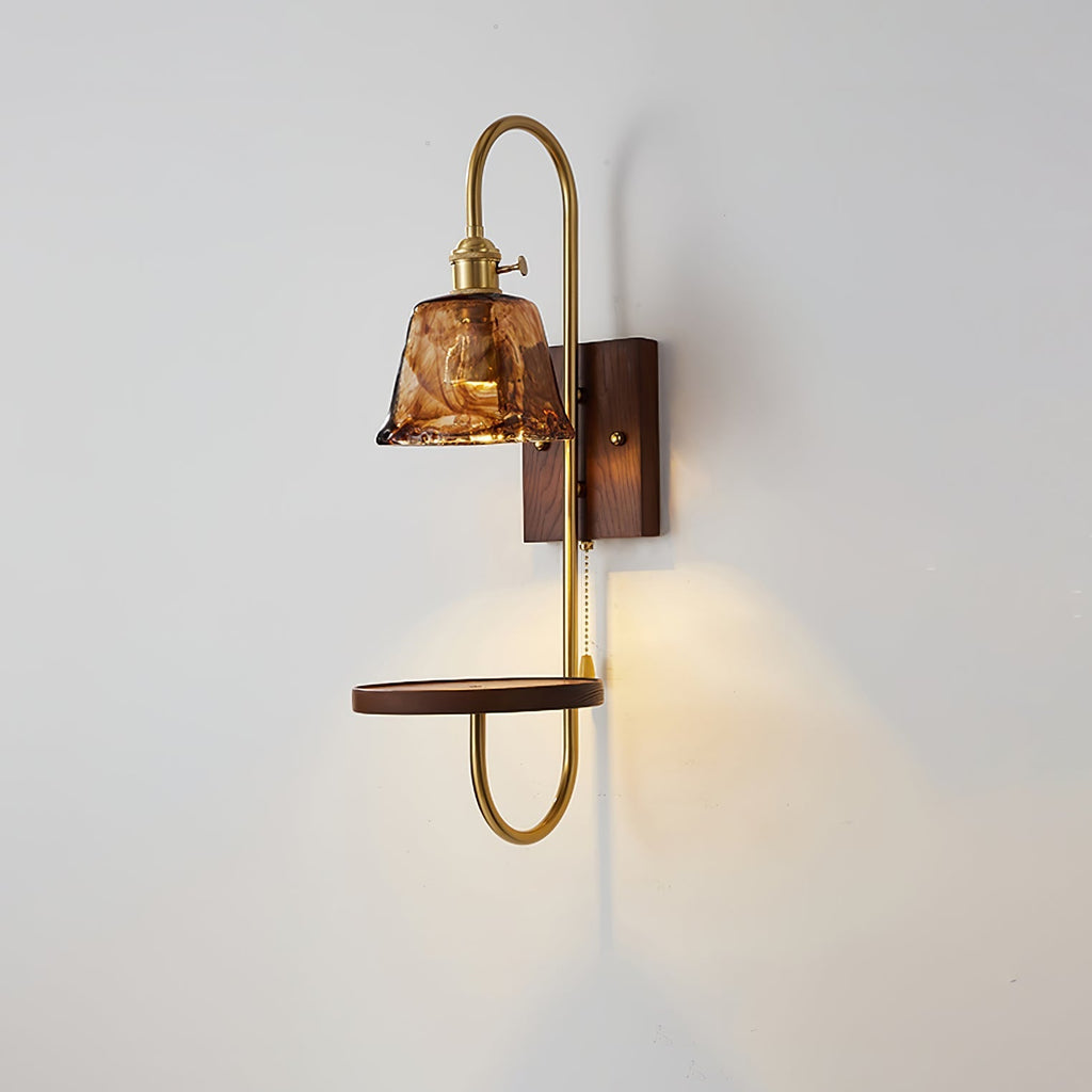 Walnut Shelf Wall Light, Hardwired Wall Sconce, detail 21