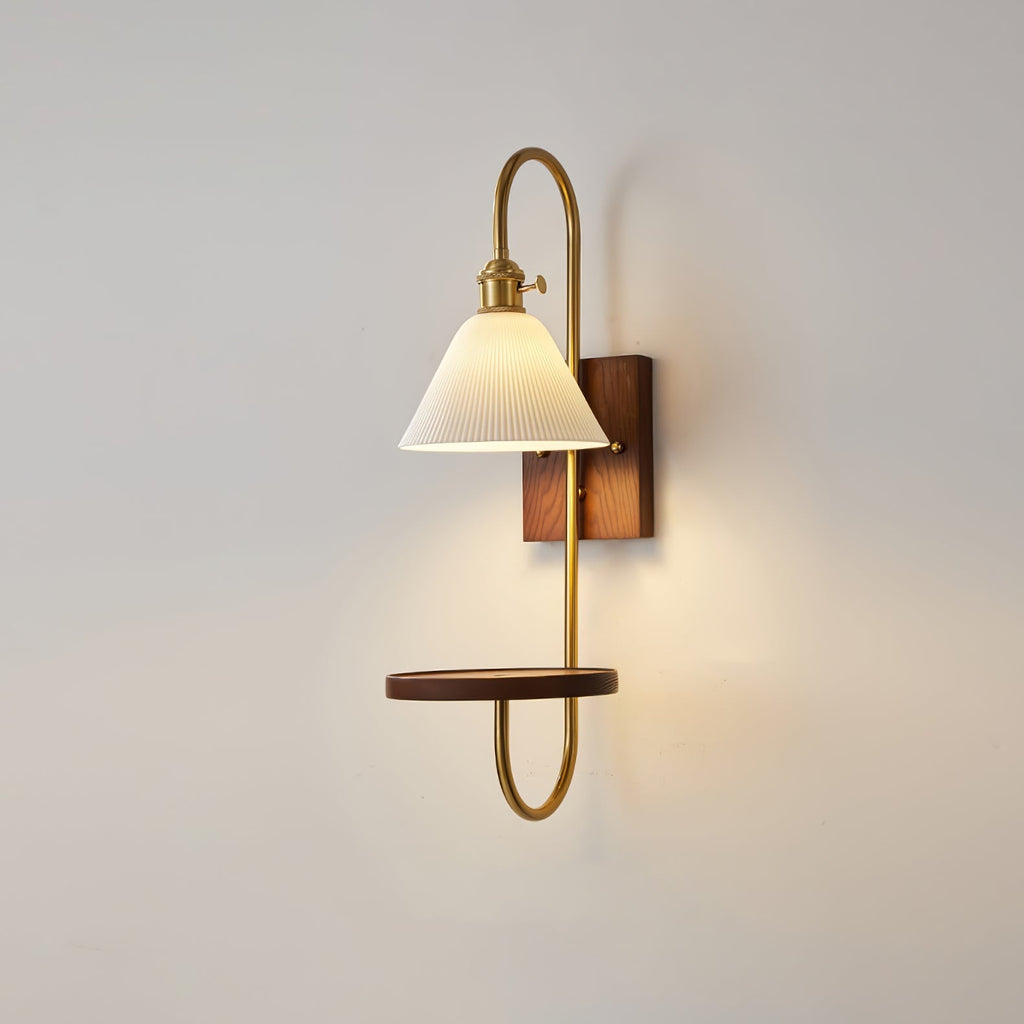 Walnut Shelf Wall Light, Hardwired Wall Sconce, detail 20