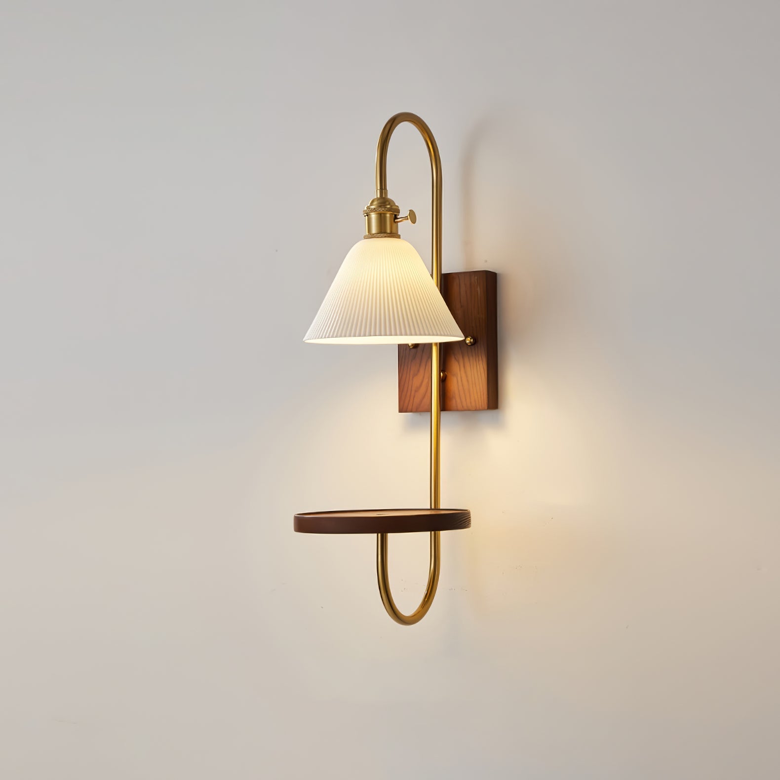 Walnut Shelf Wall Light, Hardwired Wall Sconce, detail 20