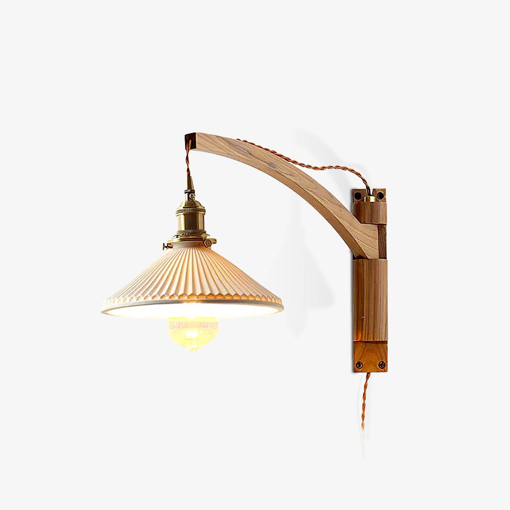 Walnut Pivot Arm Wall Light, Plug-In Wall Sconce, detail 13