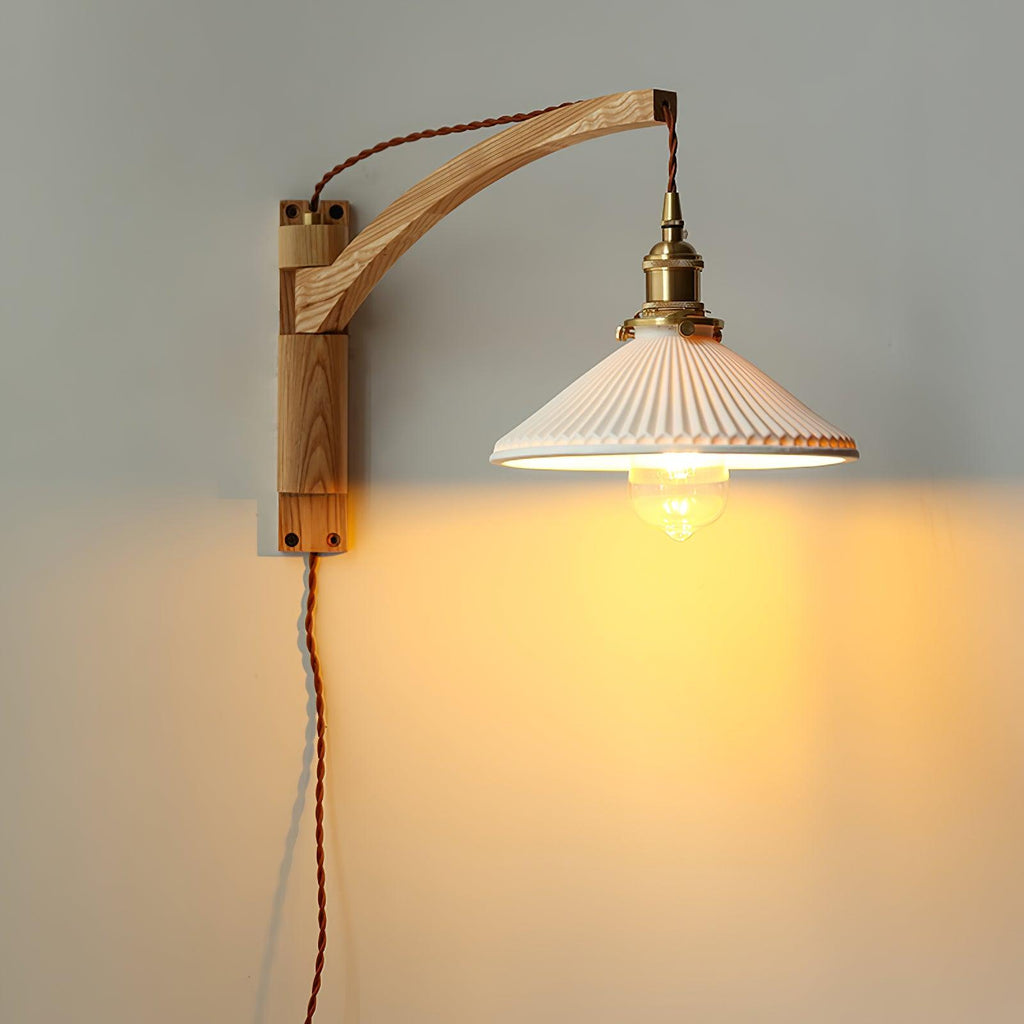 Pivot Arm Walnut Wall Light, Plug-In Wall Sconce, detail 31