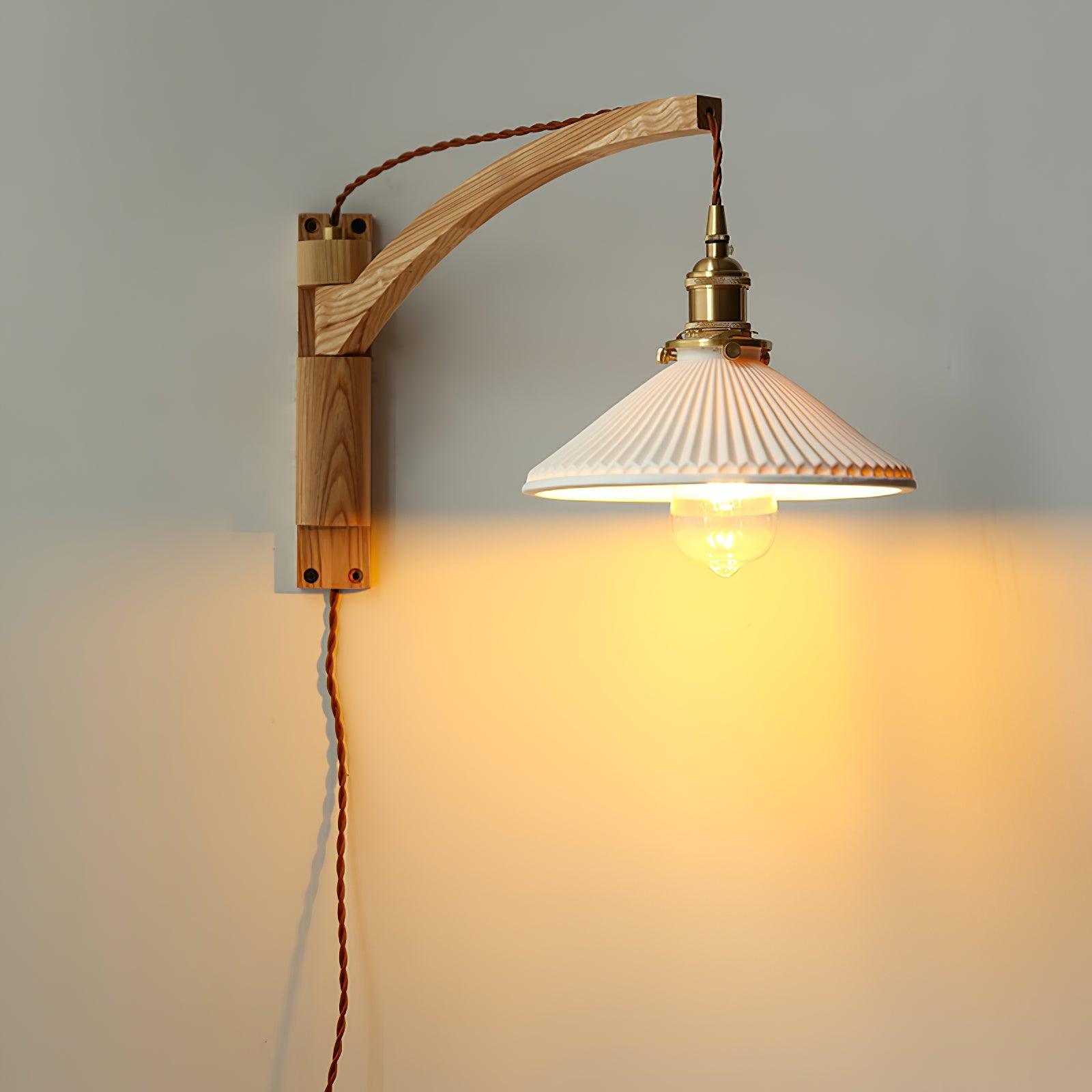 Pivot Arm Walnut Wall Light, Plug-In Wall Sconce, detail 31