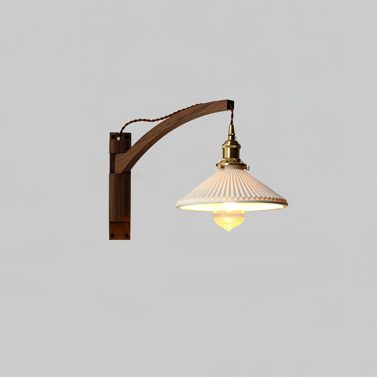 Pivot Arm Walnut Wall Light, Plug-In Wall Sconce, detail 8