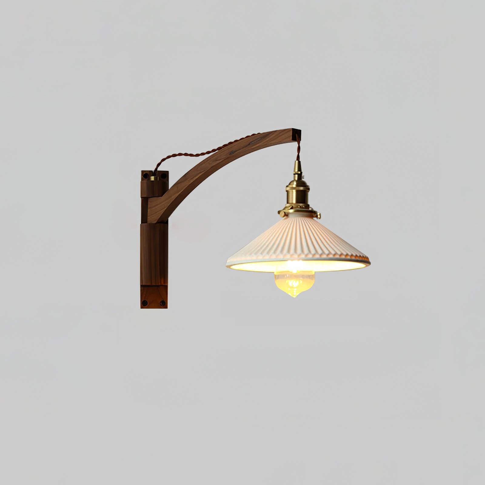 Pivot Arm Walnut Wall Light, Plug-In Wall Sconce, detail 8