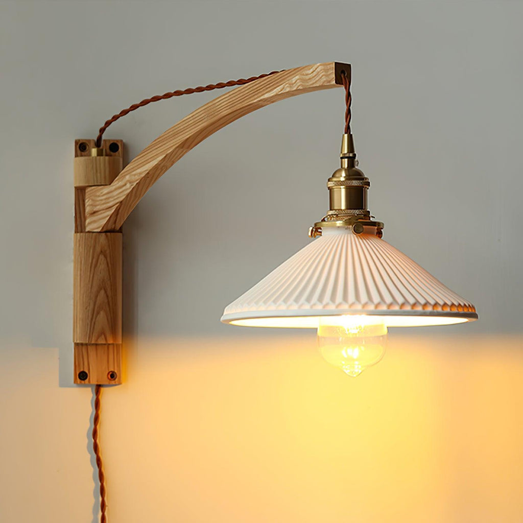 Pivot Arm Walnut Wall Light, Plug-In Wall Sconce, detail 35