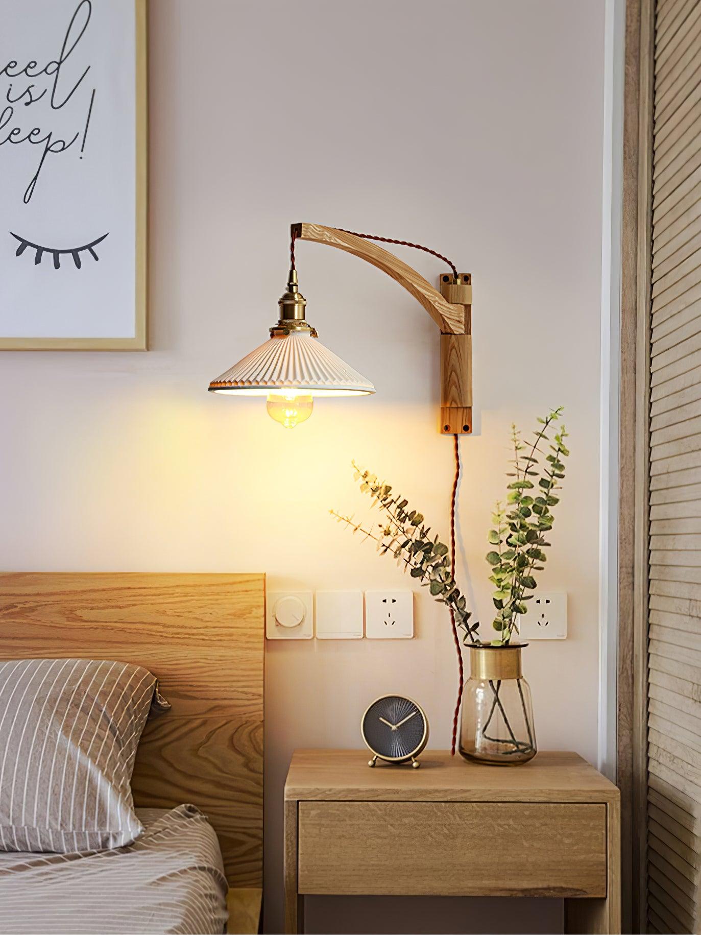 Pivot Arm Walnut Wall Light, Plug-In Wall Sconce, detail 40
