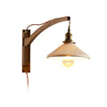 Walnut Pivot Arm Wall Light, Plug-In Wall Sconce, Model A: Dia 22cm x H 9cm