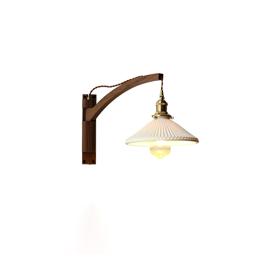 Pivot Arm Walnut Wall Light, Plug-In Wall Sconce, detail 7