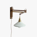 Walnut Telescopic Wall Light, Plug-In Wall Sconce, Wooden, L 59cm x H 24cm