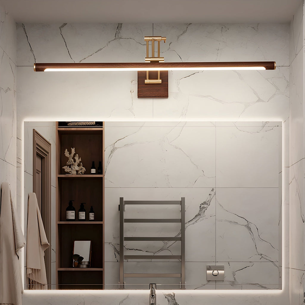 Walnut Color Linear Adjustable Wall Light, Hardwired Wall Sconce, detail 8