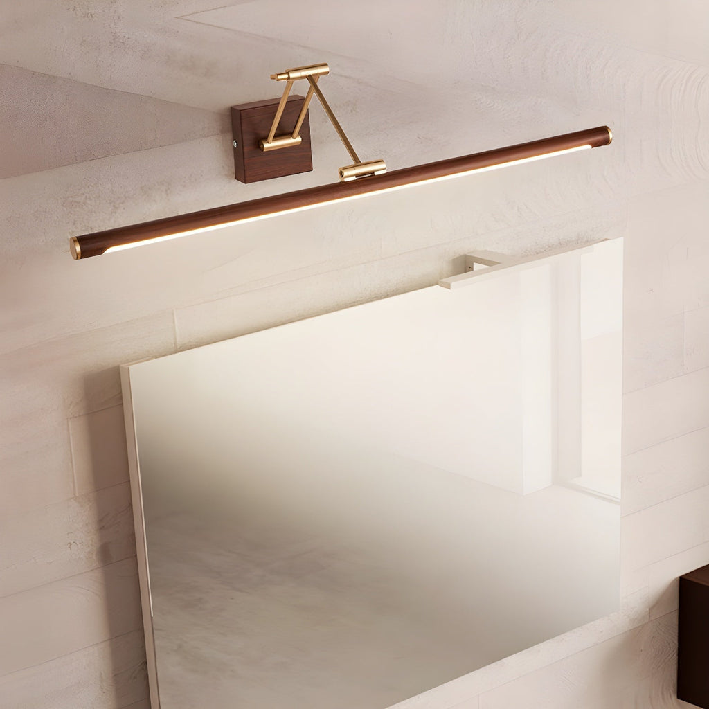 Walnut Color Linear Adjustable Wall Light, Hardwired Wall Sconce, detail 15
