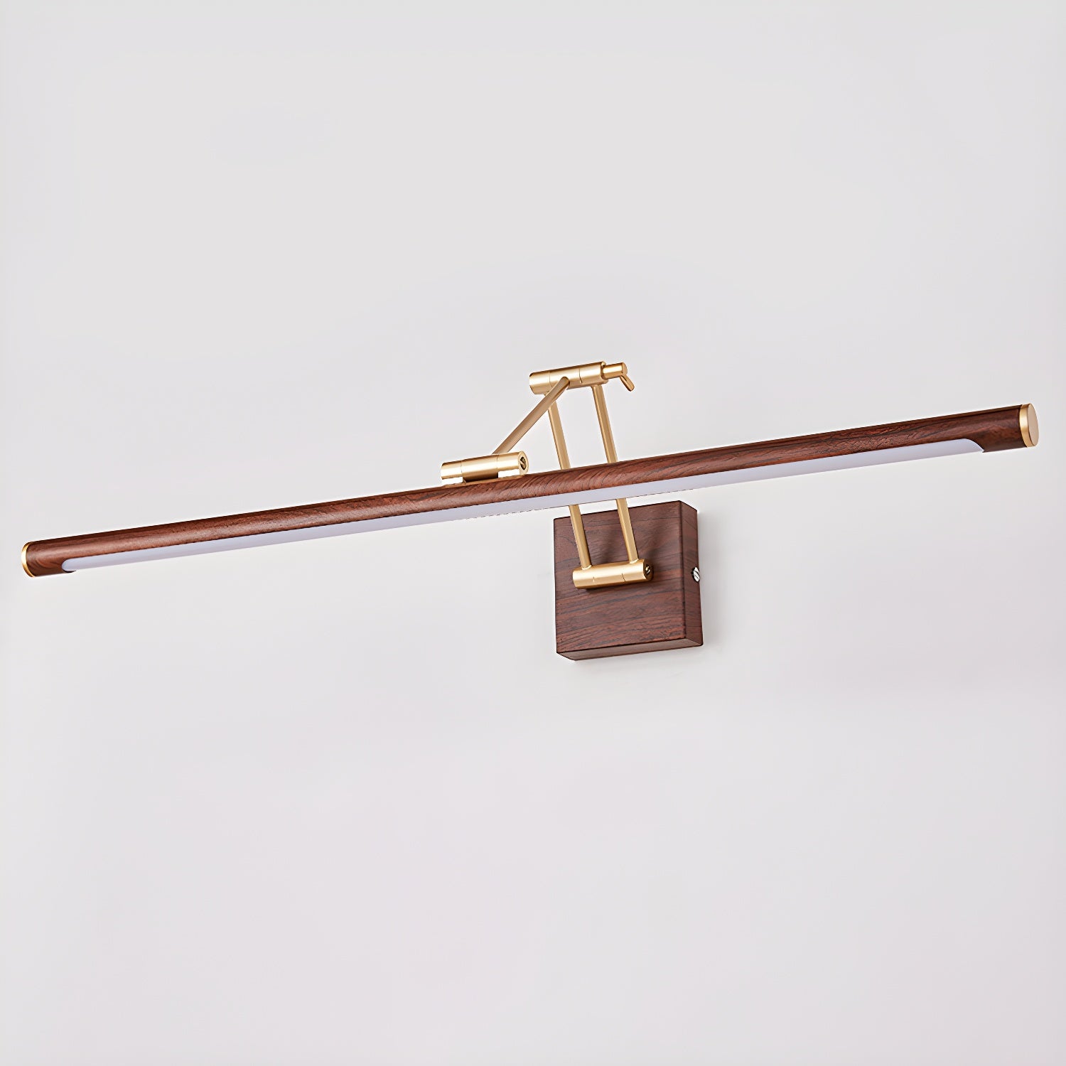 Walnut Color Linear Adjustable Wall Light, Hardwired Wall Sconce, detail 16