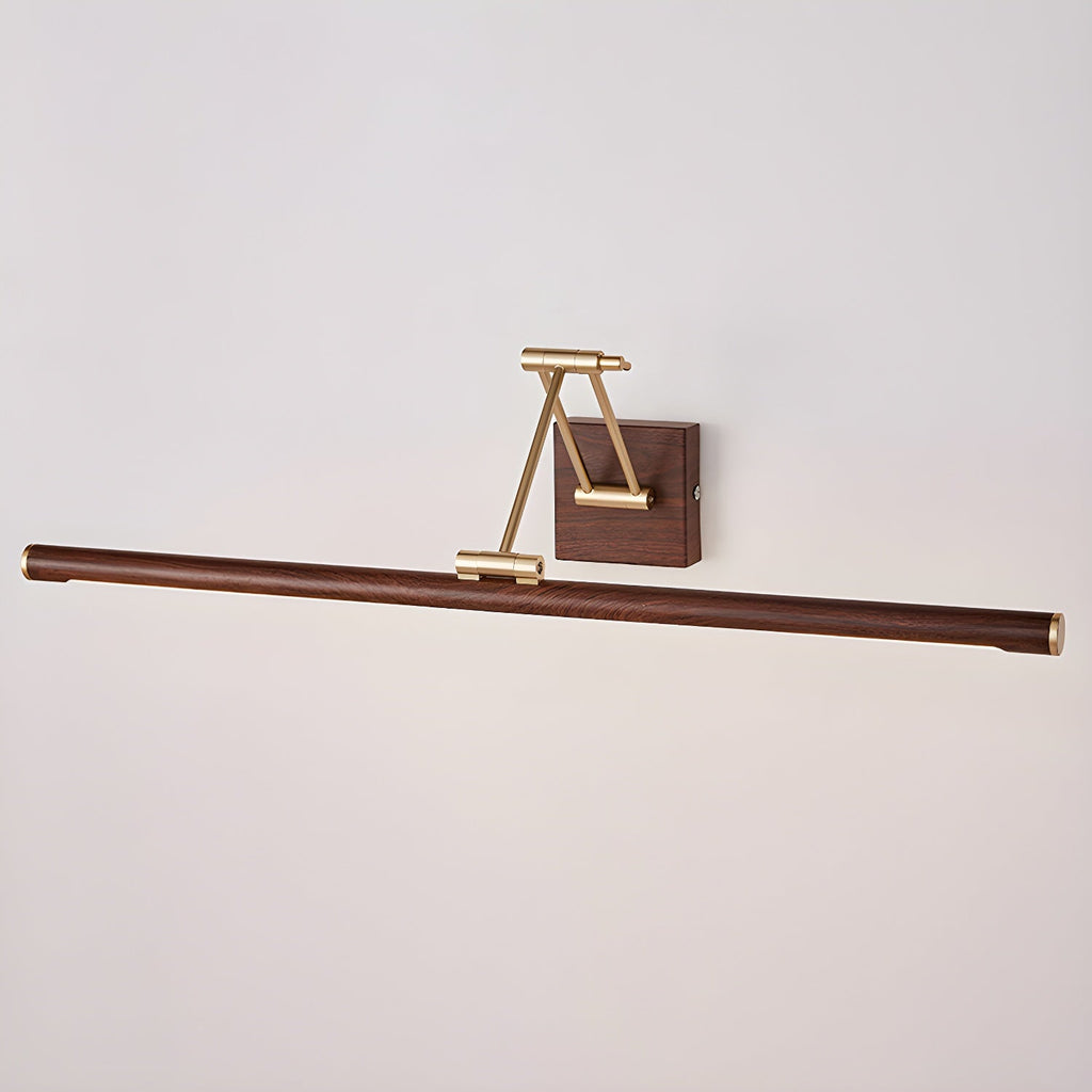 Walnut Color Linear Adjustable Wall Light, Hardwired Wall Sconce, detail 18