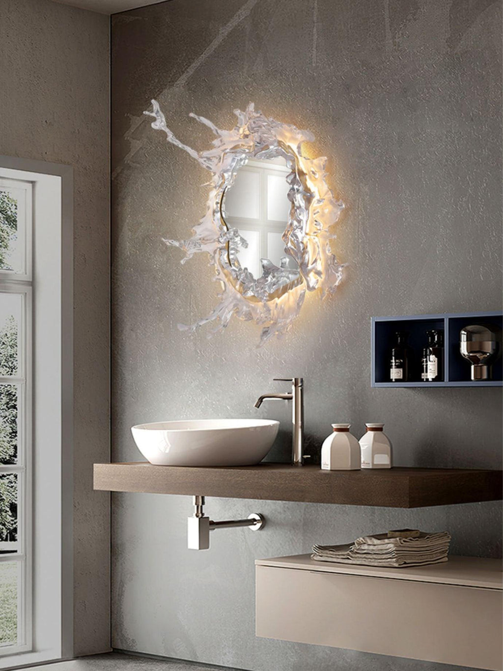 Water Drop Mirror Wall Light, Hardwired Wall Sconce, detail 10