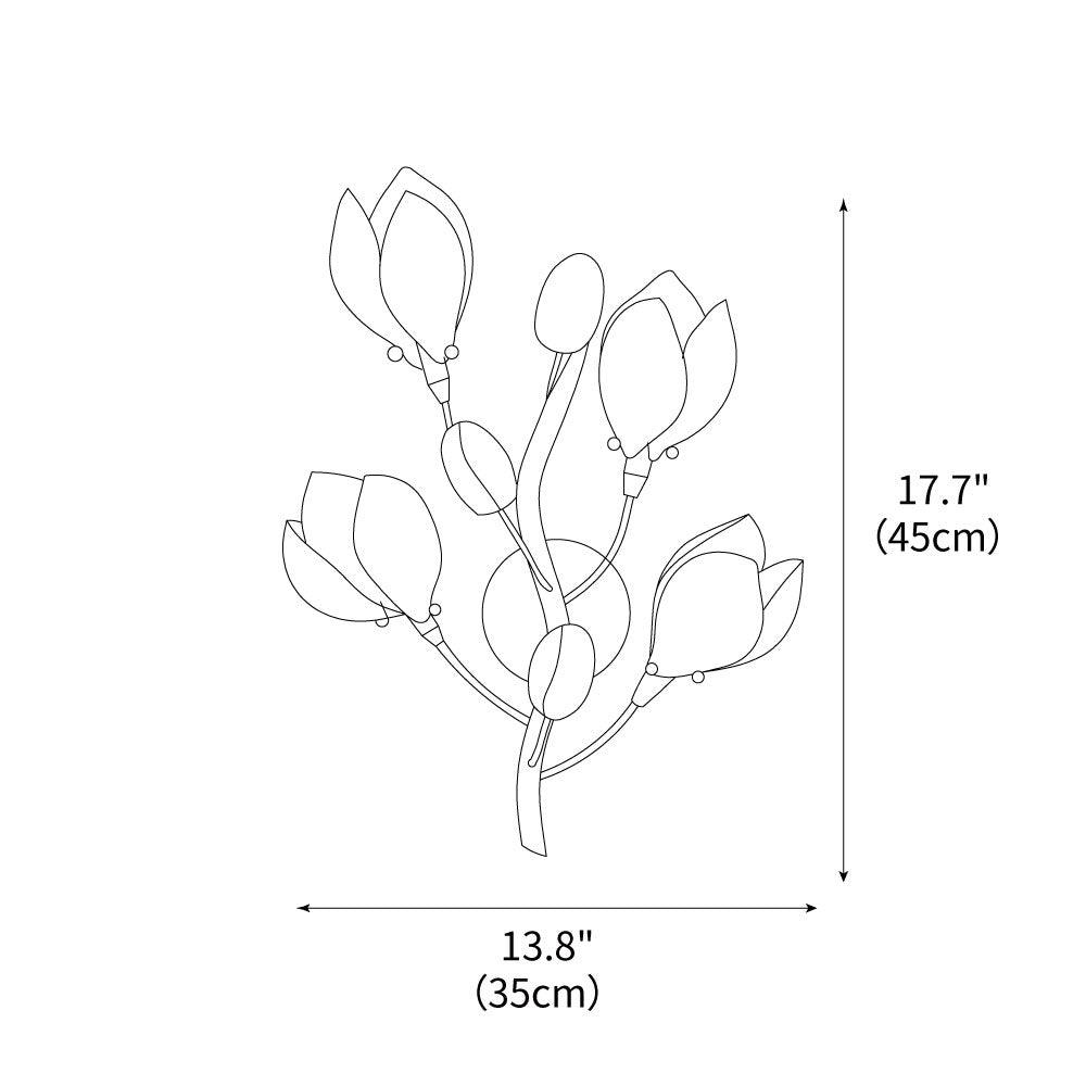 Porcelain Magnolia Wall Light 13.8", Bedroom Wall Sconce, detail 3