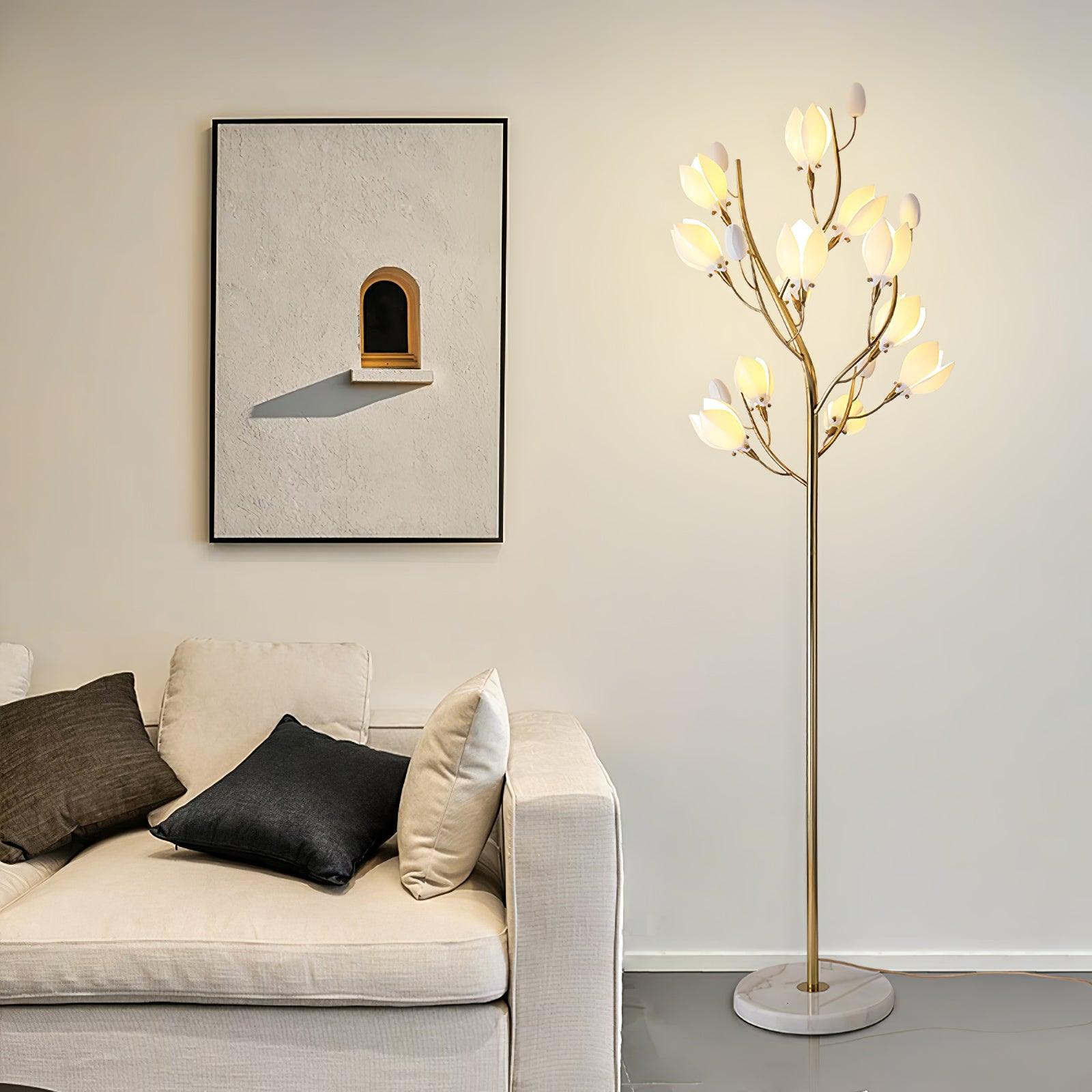White Porcelain Magnolia Floor Light, Floor Lamp, detail 4