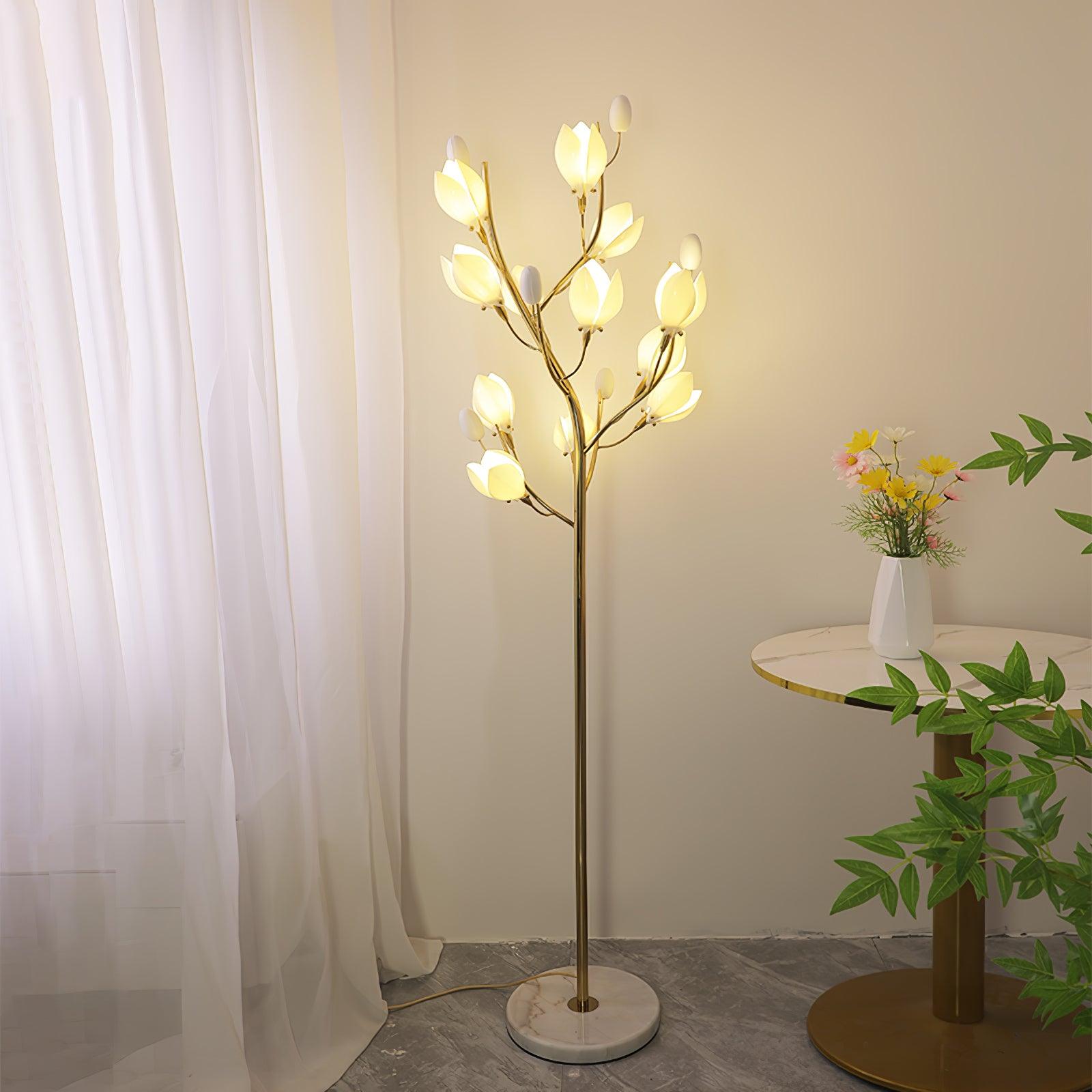 White Porcelain Magnolia Floor Light, Floor Lamp, detail 2