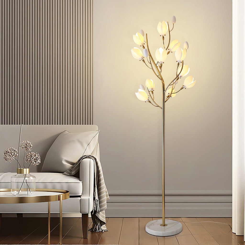 White Porcelain Magnolia Floor Light, Floor Lamp, detail 3