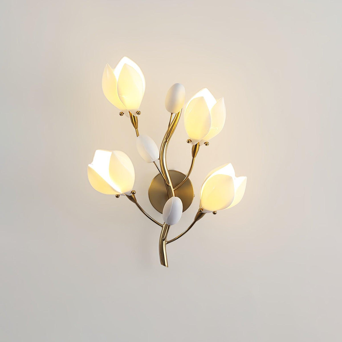 Porcelain Magnolia Wall Light 13.8", Bedroom Wall Sconce, detail 8