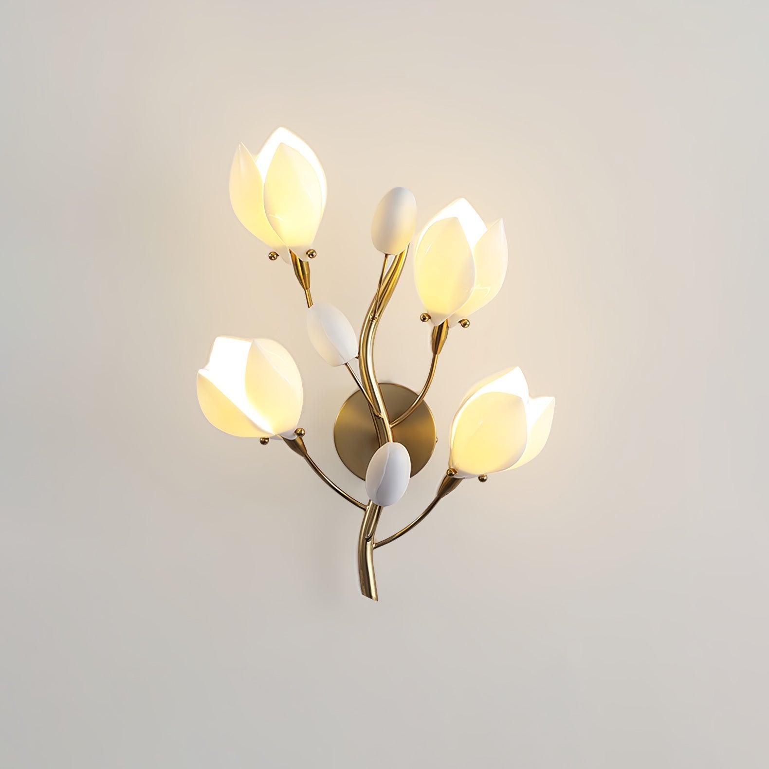 Porcelain Magnolia Wall Light 13.8", Bedroom Wall Sconce, detail 8