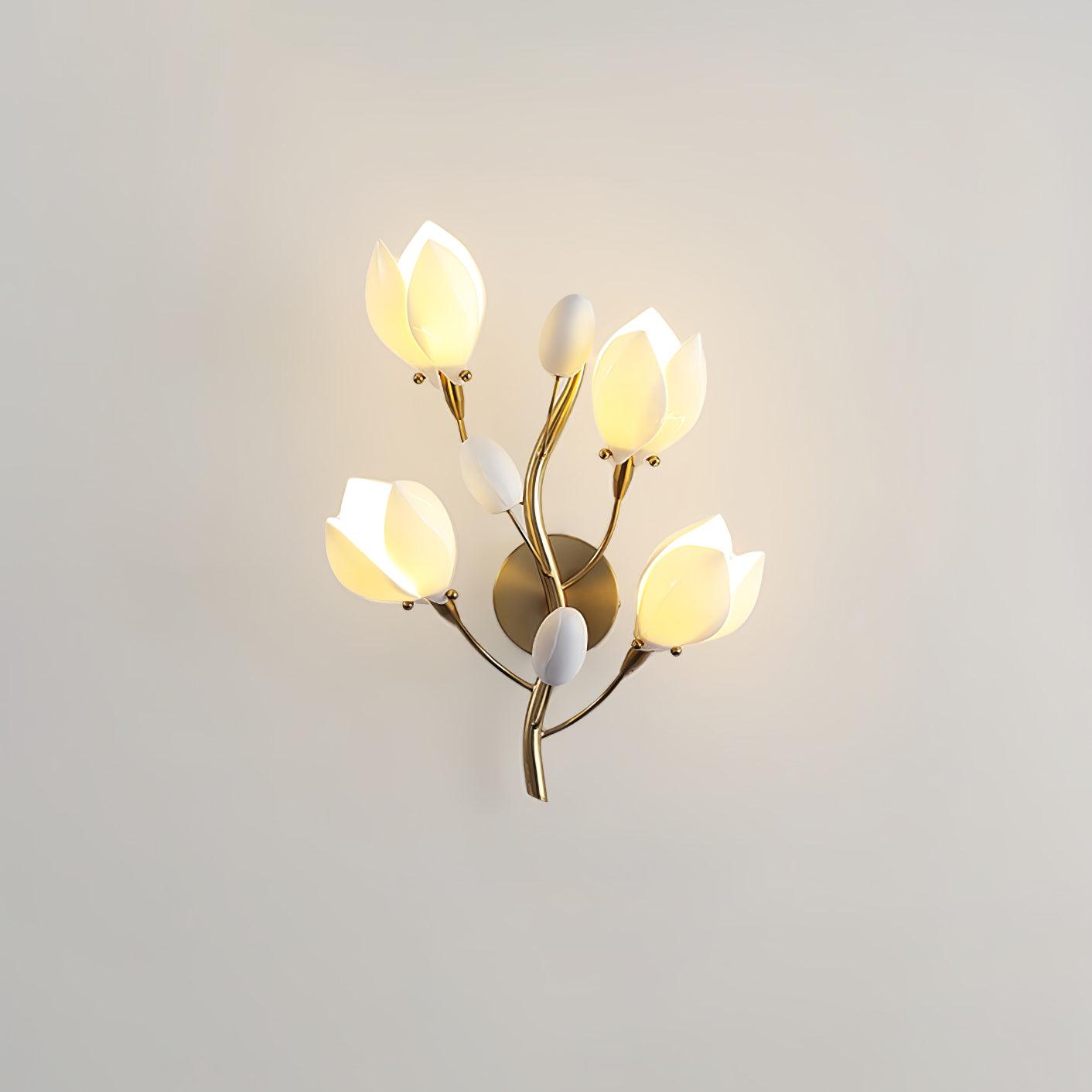Porcelain Magnolia Wall Light 13.8", Bedroom Wall Sconce, detail 7