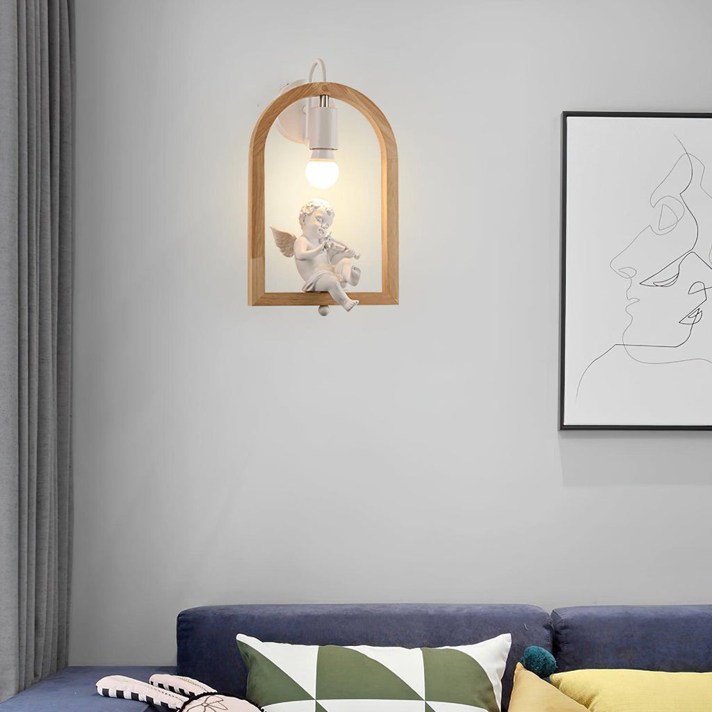 Wood Bird Resin Wall Light, Bedroom Wall Sconce, detail 5