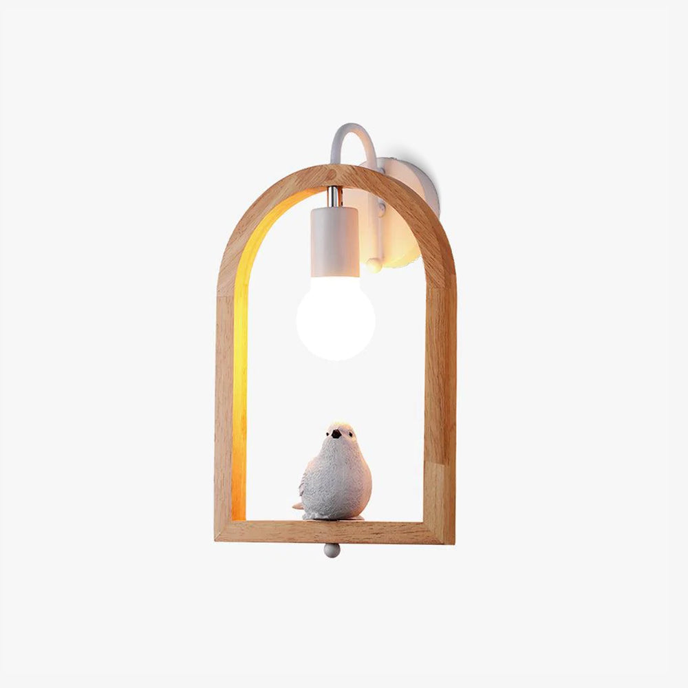 Wood Bird Resin Wall Light, Bedroom Wall Sconce, detail 2