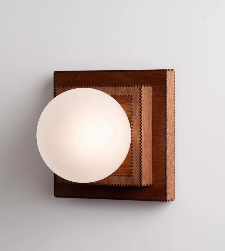 Wood Layered Globe Wall Light, Hardwired Wall Sconce, detail 6