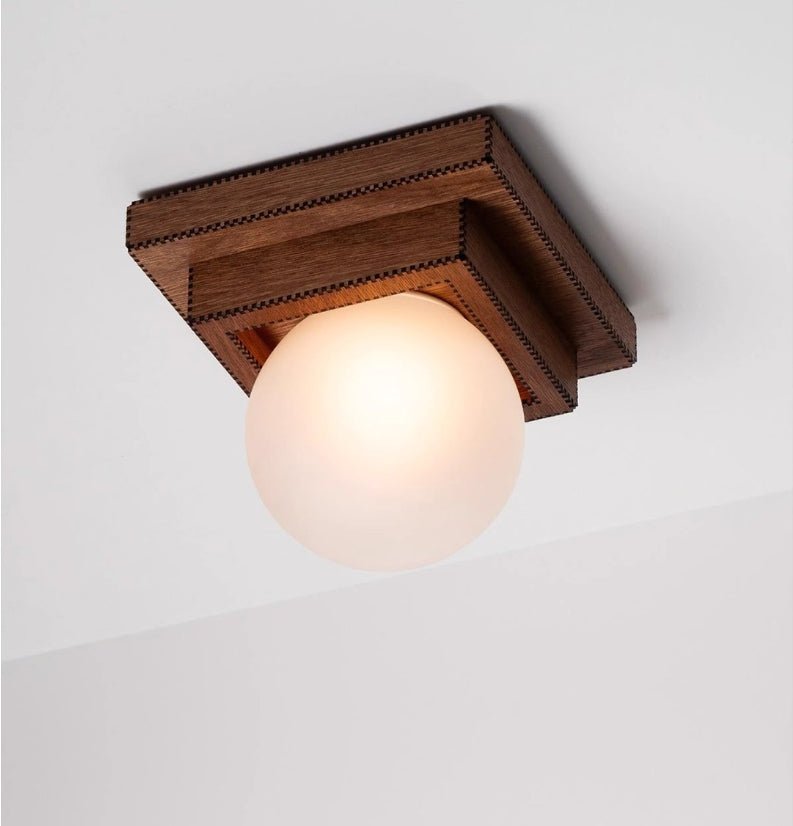 Wood Layered Globe Wall Light, Hardwired Wall Sconce, detail 5