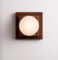 Wood Layered Globe Wall Light, Hardwired Wall Sconce, Metal, Dia 20cm x H 20cm