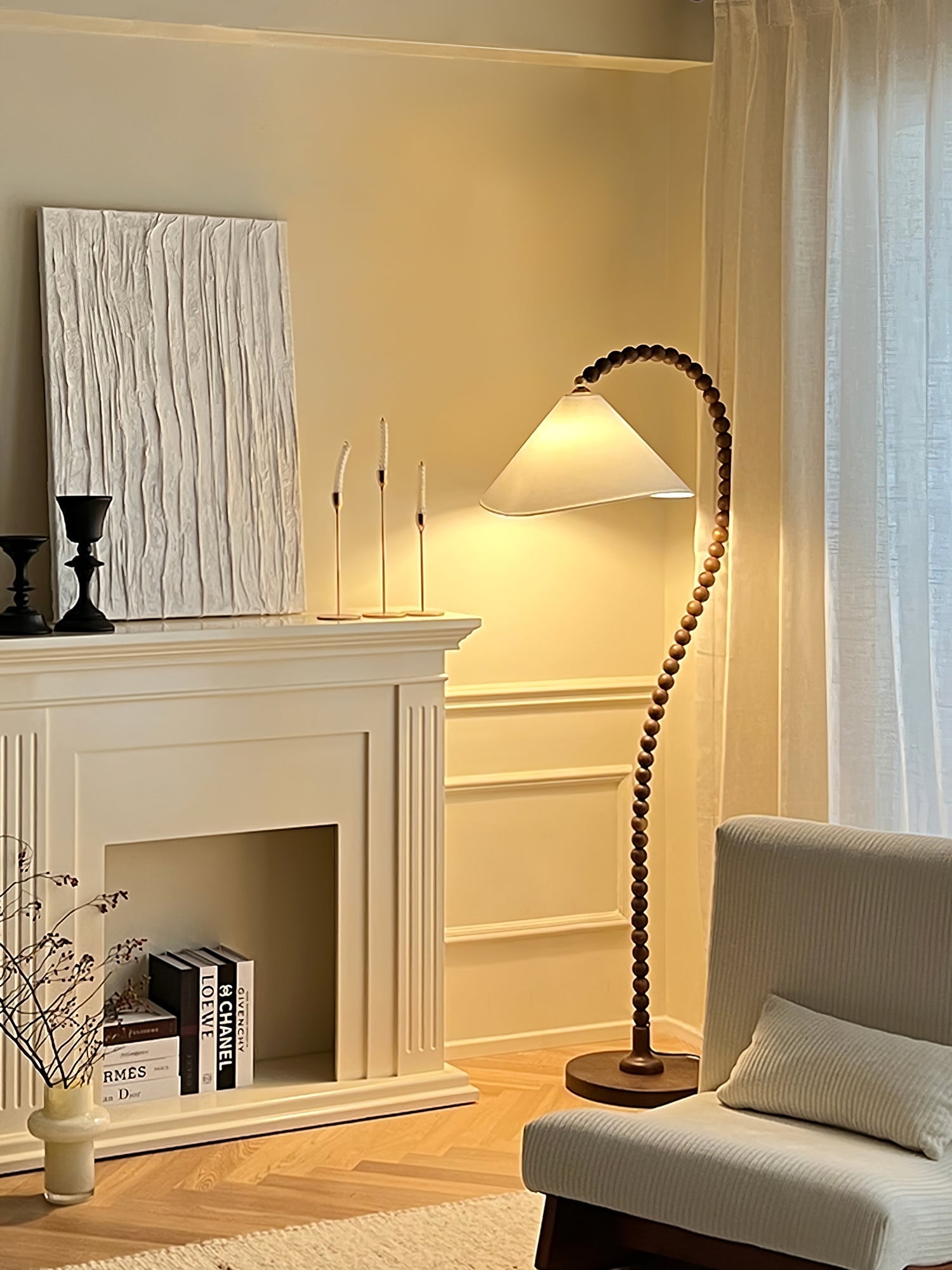 Wooden Bead Floor Light, Floor Lamp, detail 6