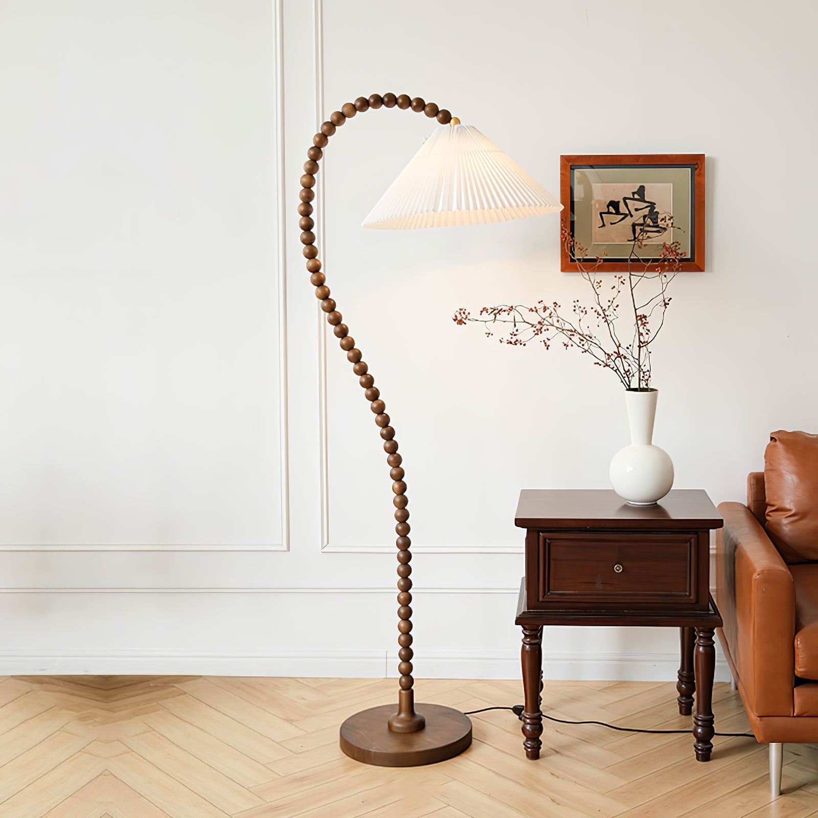 Wooden Bead Floor Light, Floor Lamp, detail 4