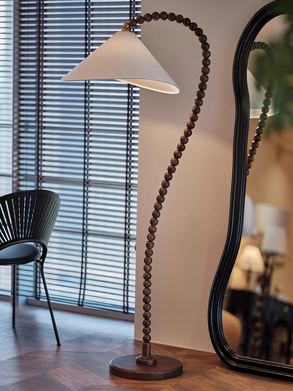 Wooden Bead Floor Light, Floor Lamp, detail 3