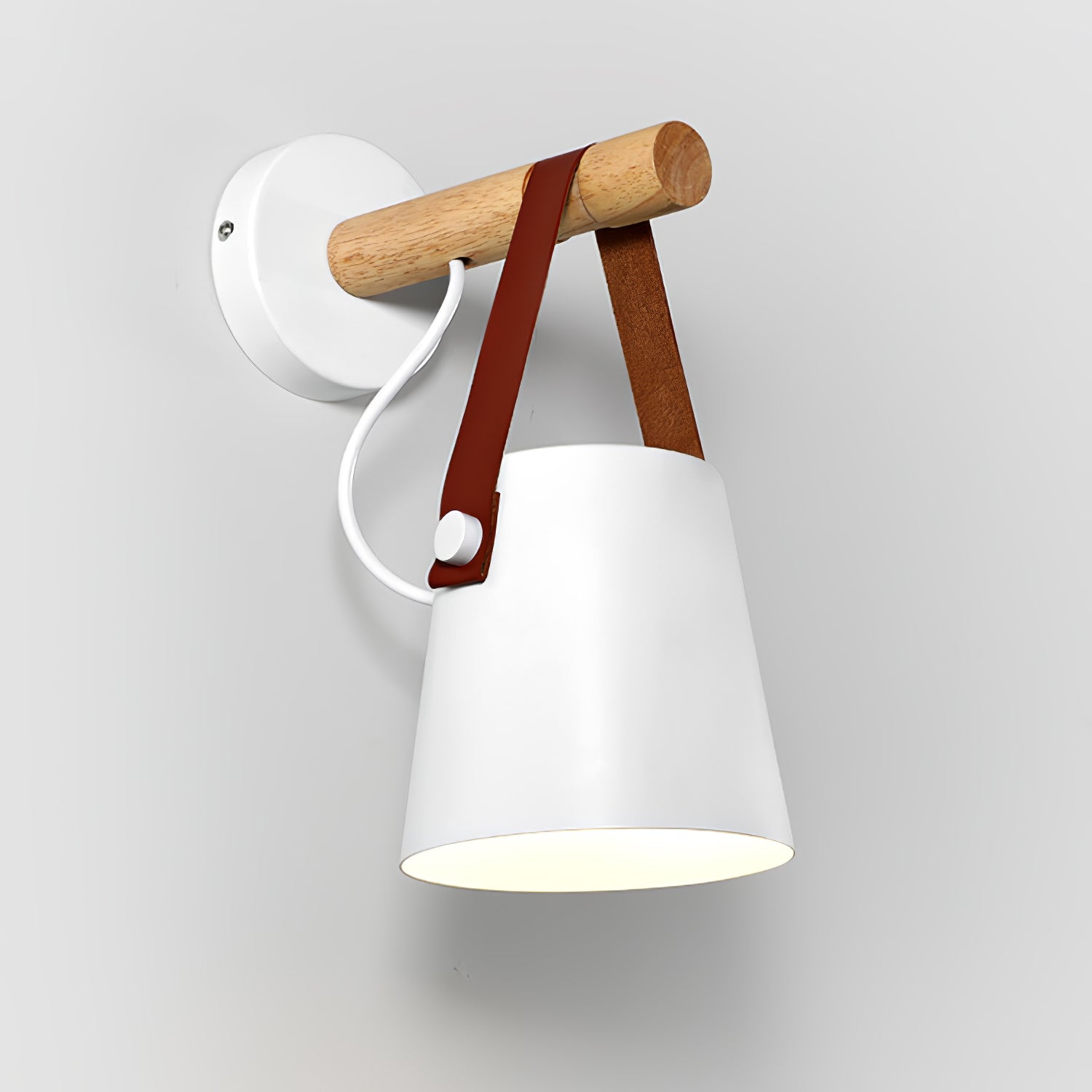 Wooden Conical Wall Light - Dia 13cm x H 22cm Metal, Hardwired Wall Sconce, detail 6