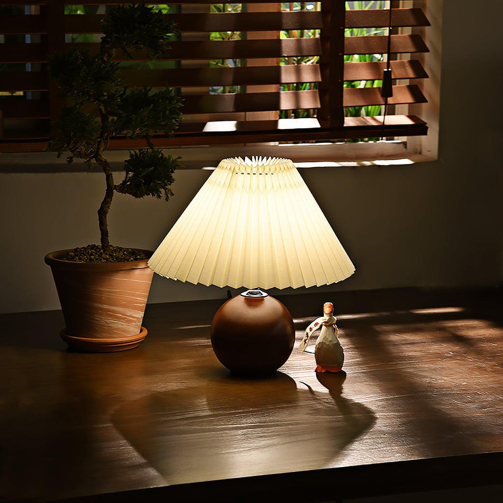 Wooden Pleated Table Light, Bedside Table Lamp, detail 6