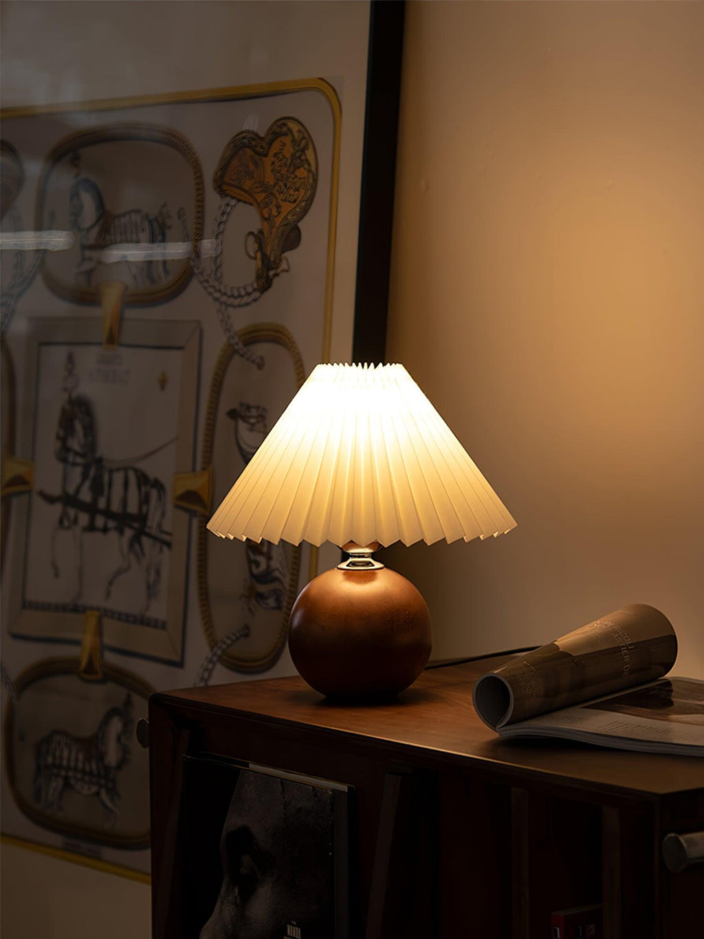 Wooden Pleated Table Light, Bedside Table Lamp, detail 5
