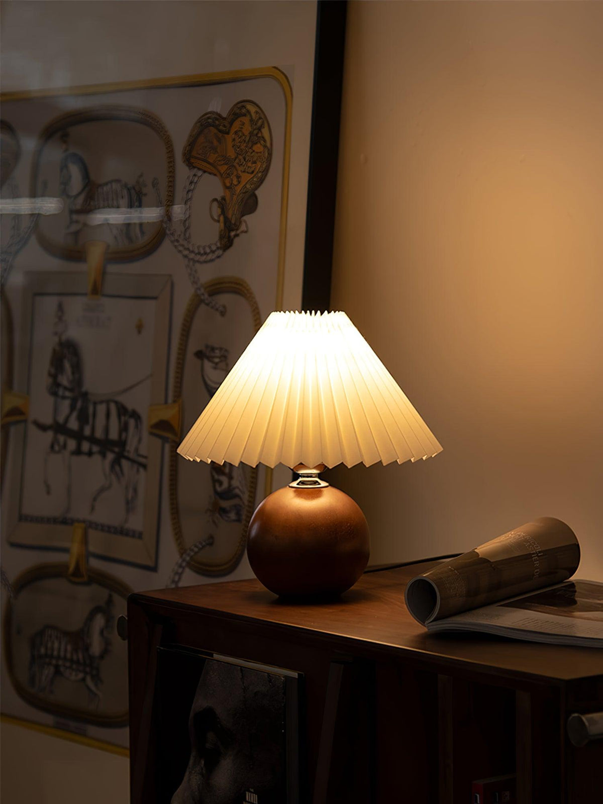 Wooden Pleated Table Light, Bedside Table Lamp, detail 5