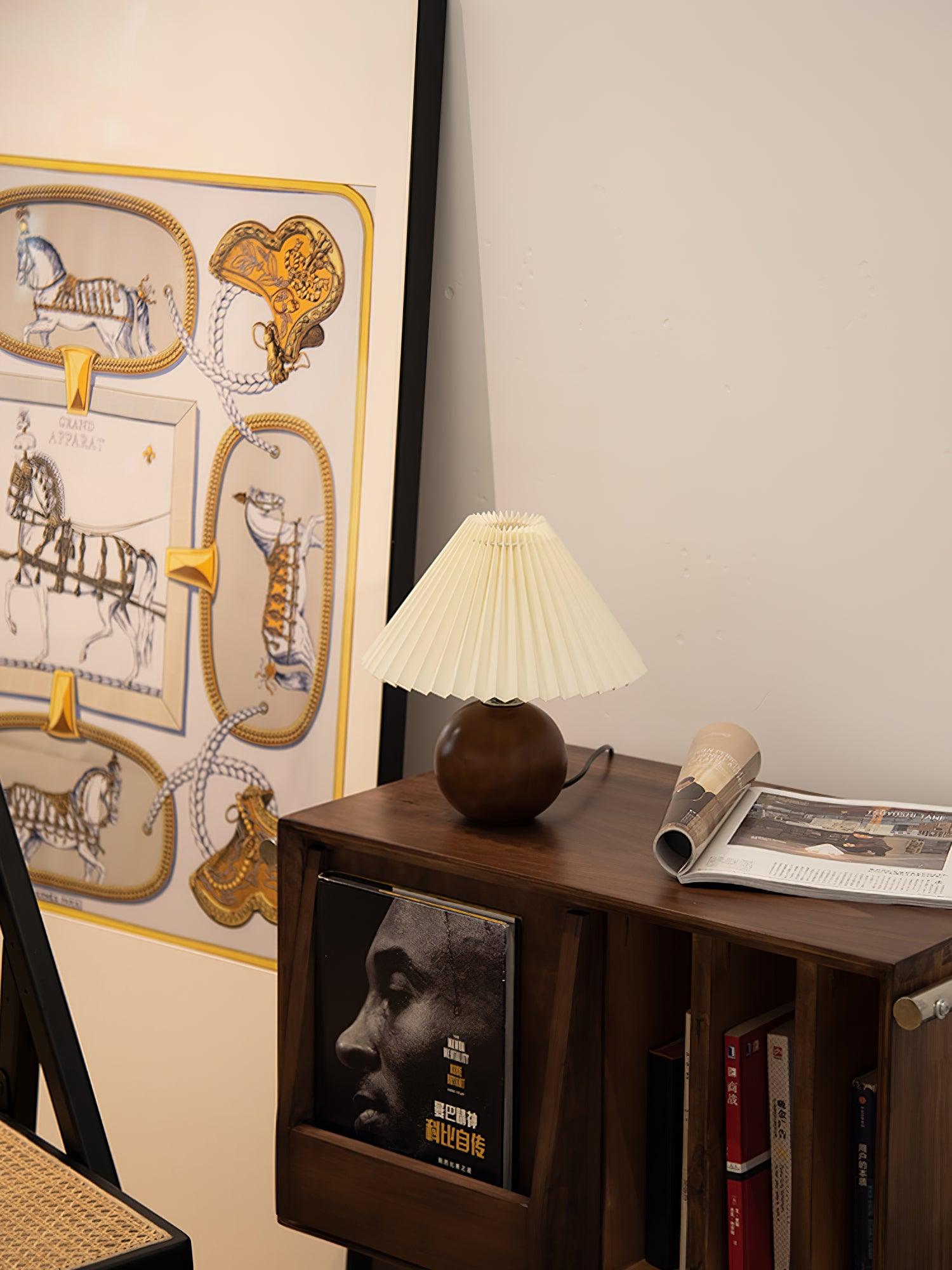Wooden Pleated Table Light, Bedside Table Lamp, detail 14
