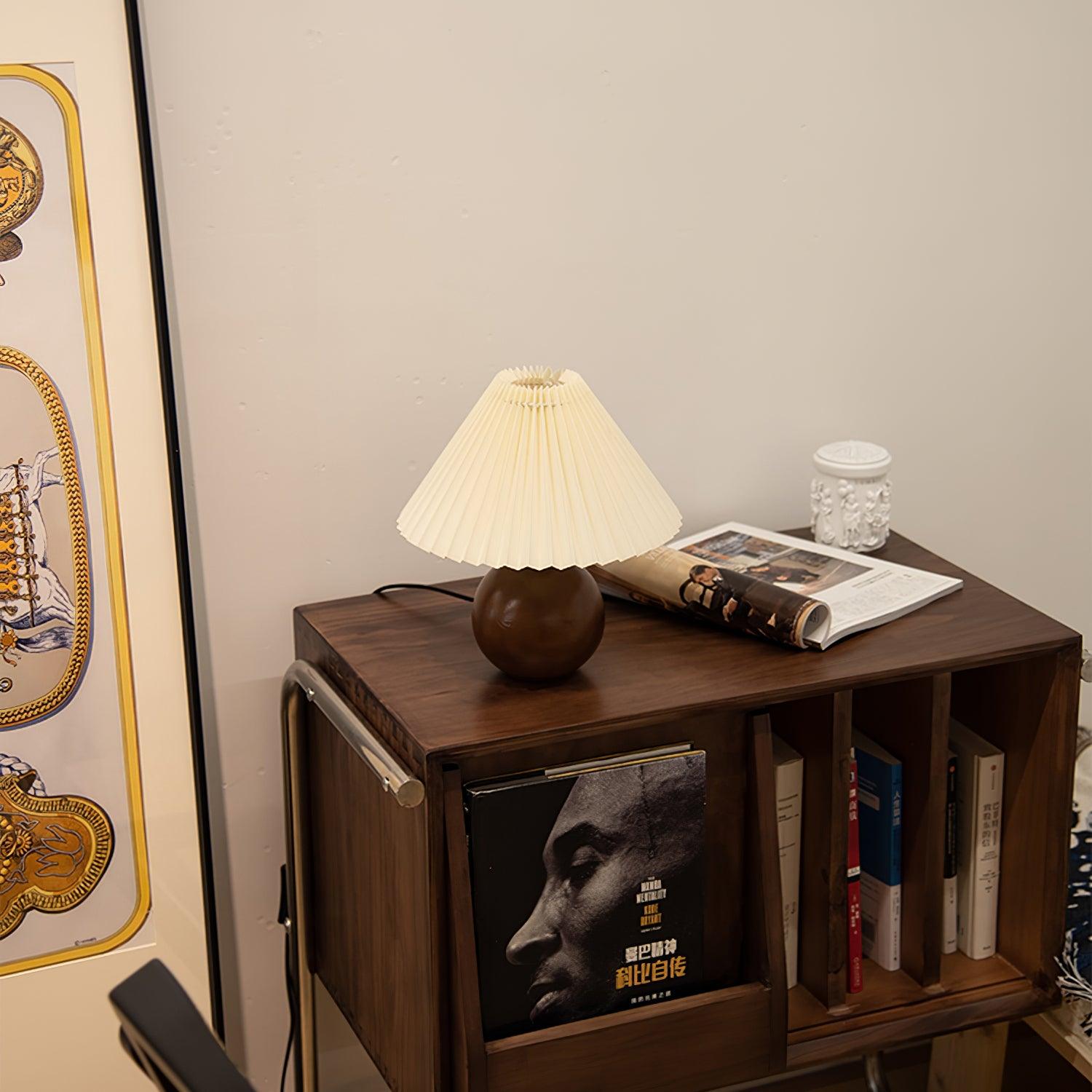 Wooden Pleated Table Light, Bedside Table Lamp, detail 12