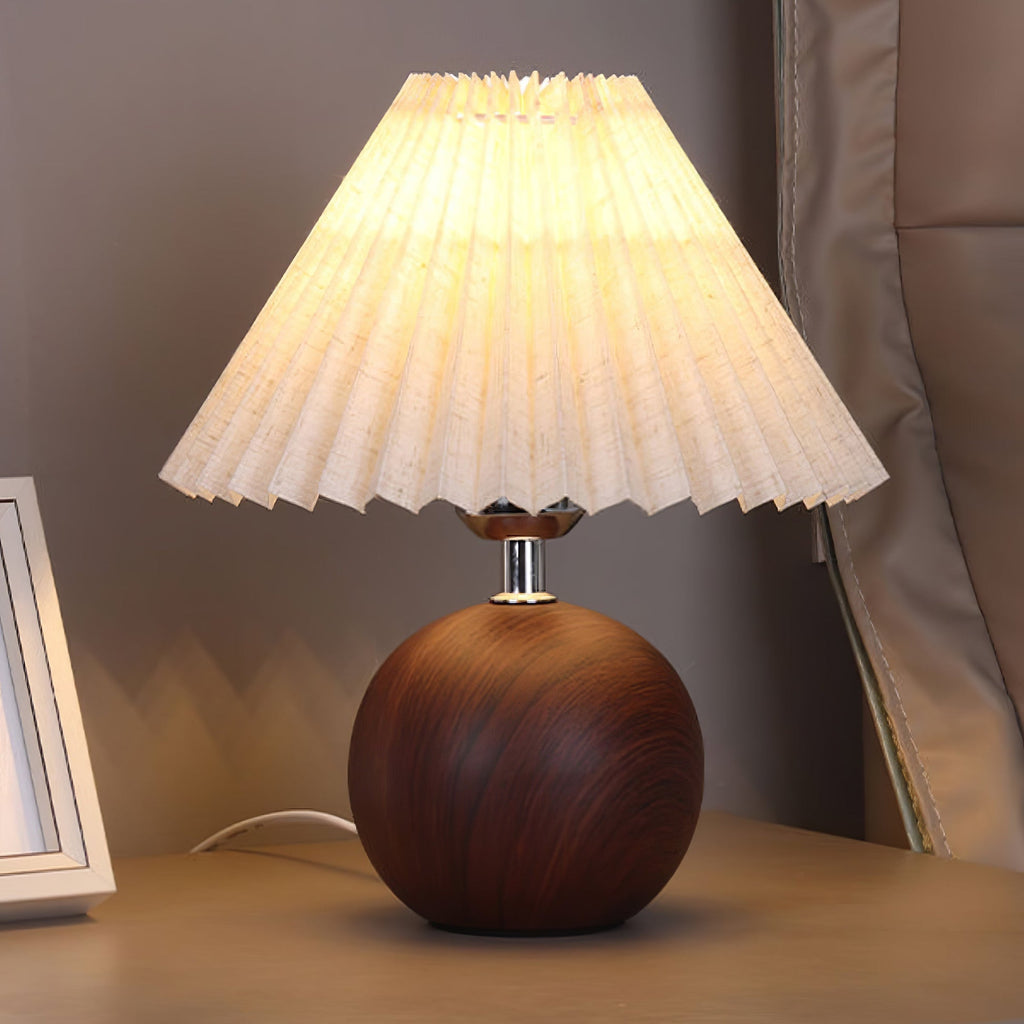 Wooden Pleated Table Light, Bedside Table Lamp, detail 4
