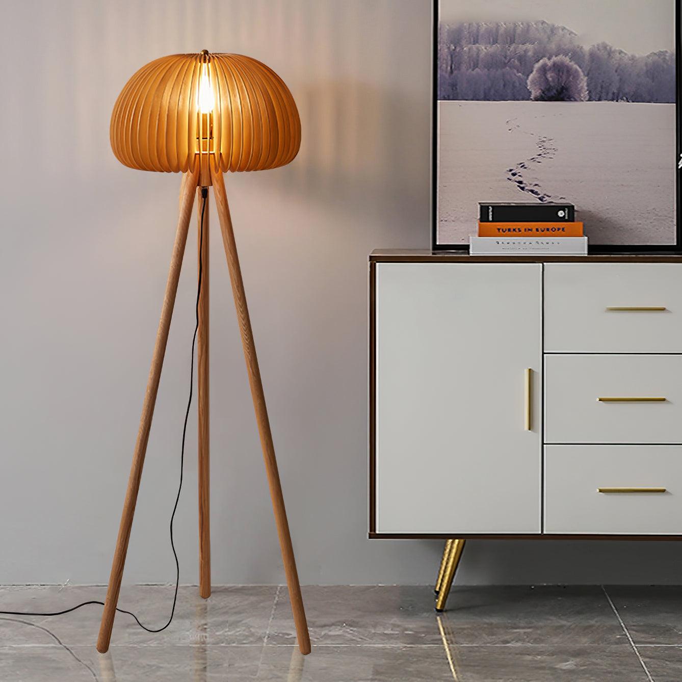 Wooden Pumpkin Floor Light, Floor Lamp, detail 2