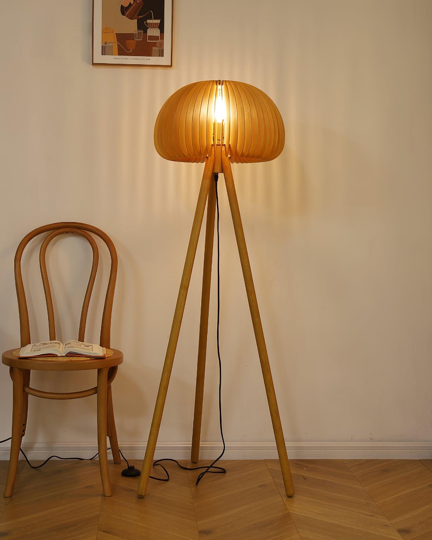 Wooden Pumpkin Floor Light, Floor Lamp, detail 4